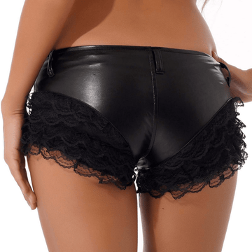 Women's PU Leather Shorts with Low Waist / Ladies Sexy Lace Shorts for Adult - EVE's SECRETS